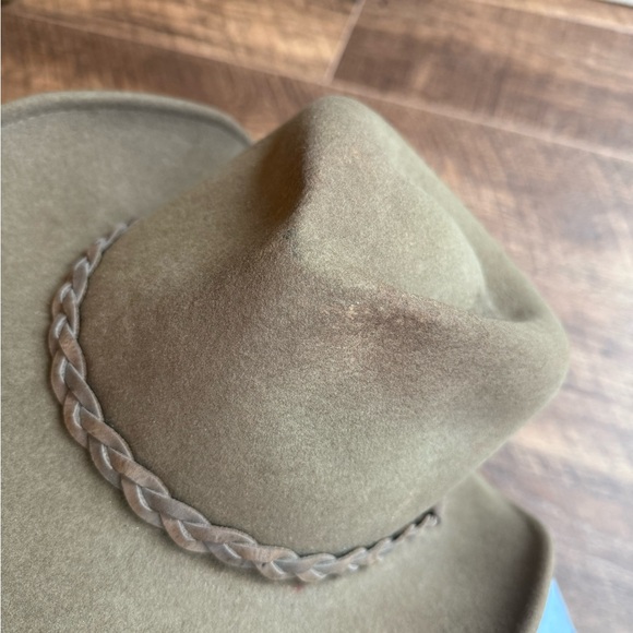Stylish Olive Green Wool Cowboy Hat - Picture 4 of 6